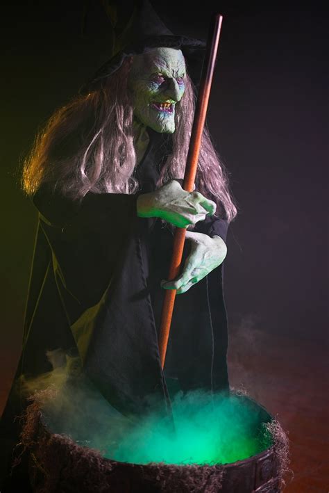 Wicked witch standing with flickering lights and audio effects